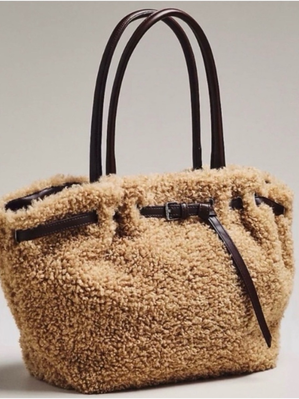 By Anthropologie Belted Sherpa Tote Bag